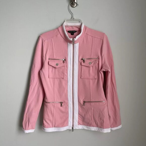Boston Proper Pink Chic Full Zippered Sport Jacket Zipped Pockets - Picture 8 of 8